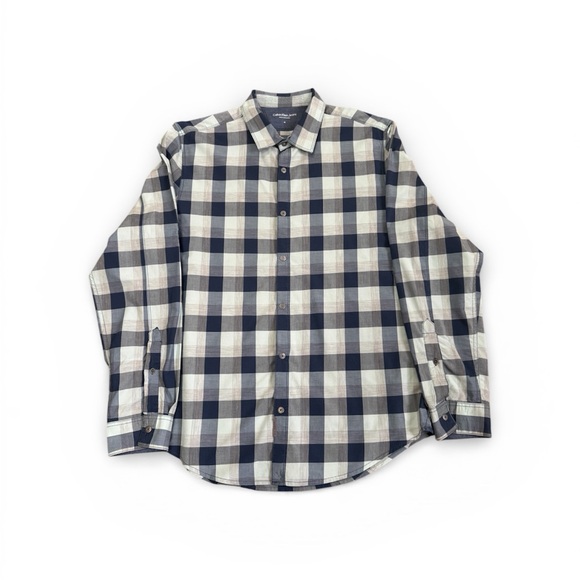 Calvin Klein Jeans Other - Calvin Klein Jeans Navy and Light Blue  Plaid Shirt with Snaps - Medium